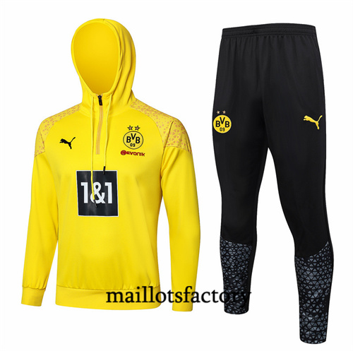 Survetement Borussia Dortmund à Capuche 2024/25 jaune factory O5026