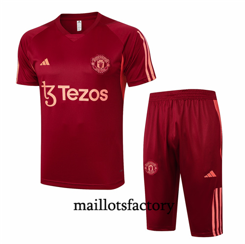 Maillot Entrainement du Manchester United + Shorts 2024/25 rouge bordeaux factory O5240