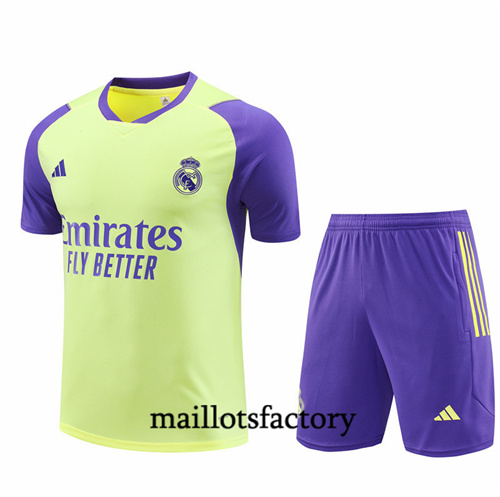 Maillot Entrainement du Real Madrid + Shorts 2024/25 jaune clair factory O5244